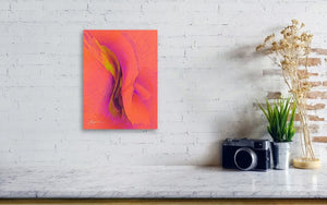 a white brick wall with a painting on it