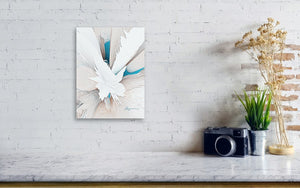 a picture of a white flower on a white brick wall