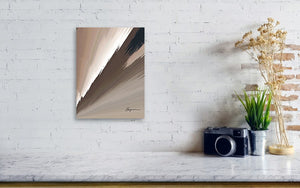 a white brick wall with a painting on it