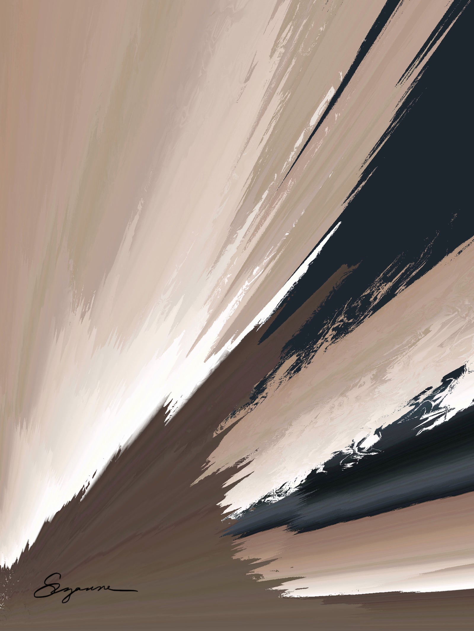 a painting of a brown and black background