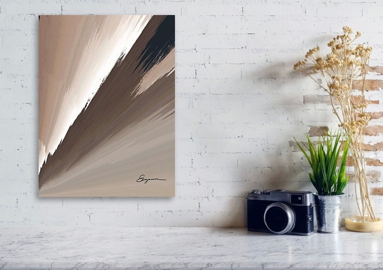 a painting of a brown and black background